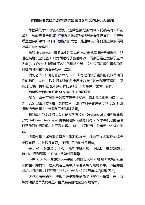 详解采用选择性激光烧结塑料3D打印的潜力及局限