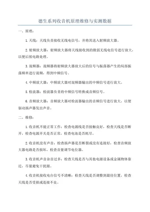 德生系列收音机原理维修与实测数据