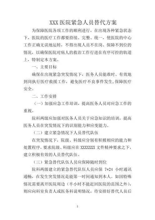 紧急人员替代方案