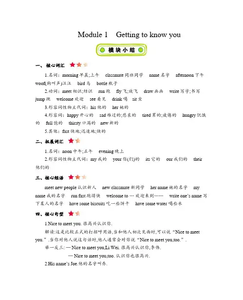 沪教牛津版英语四年级英语上册 Module 1 知识清单