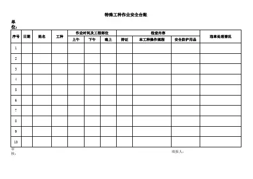 特殊工种安全作业台账
