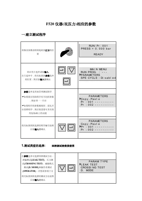 ATEQ-F520参数设定简易指导书