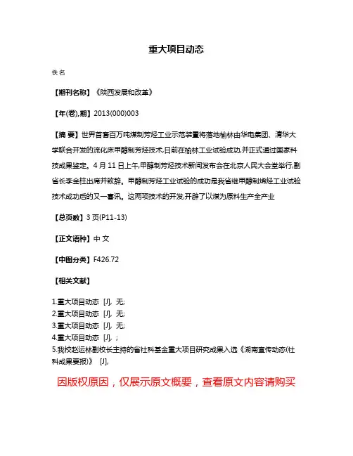重大项目动态