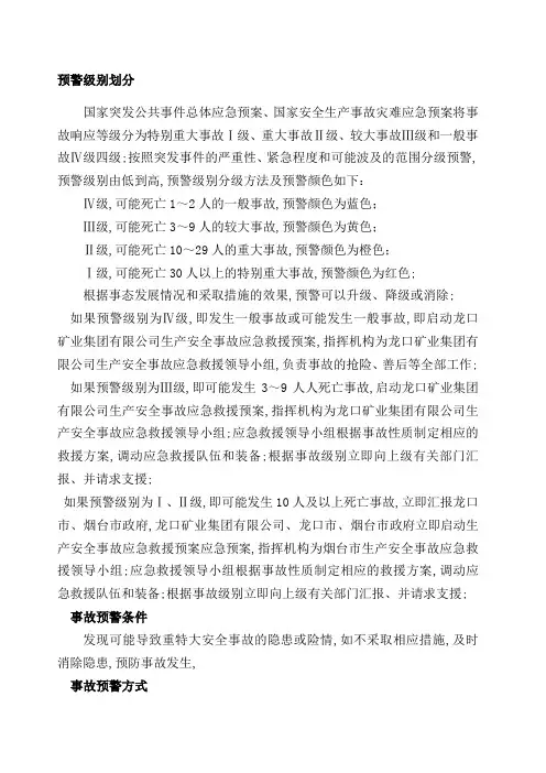 预警级别划分