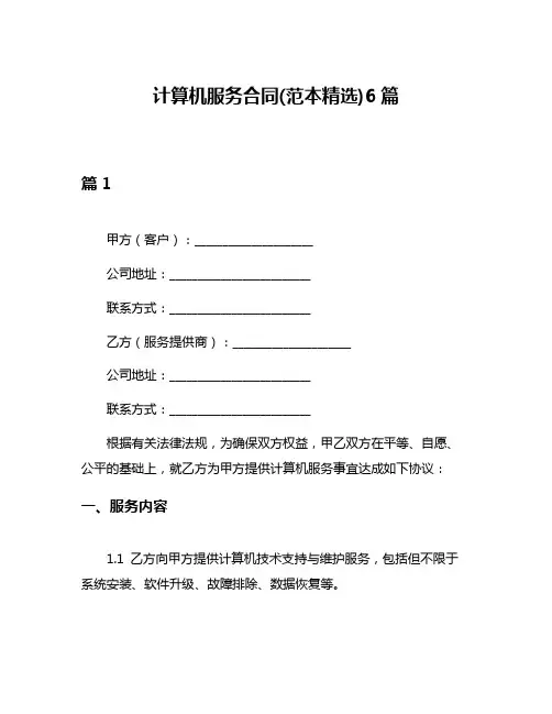 计算机服务合同(范本精选)6篇