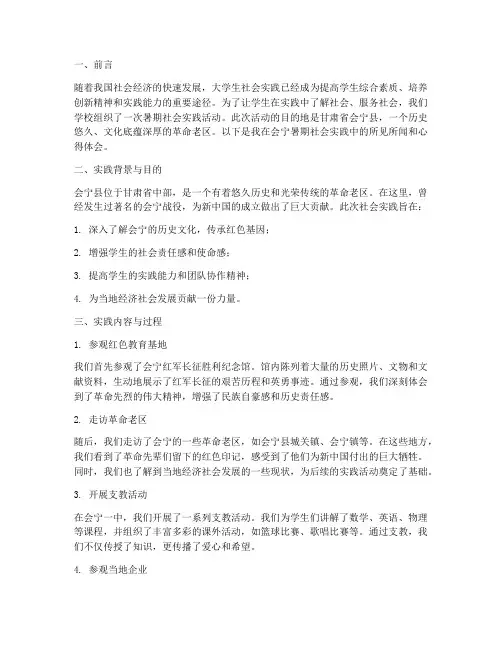 会宁暑期社会实践