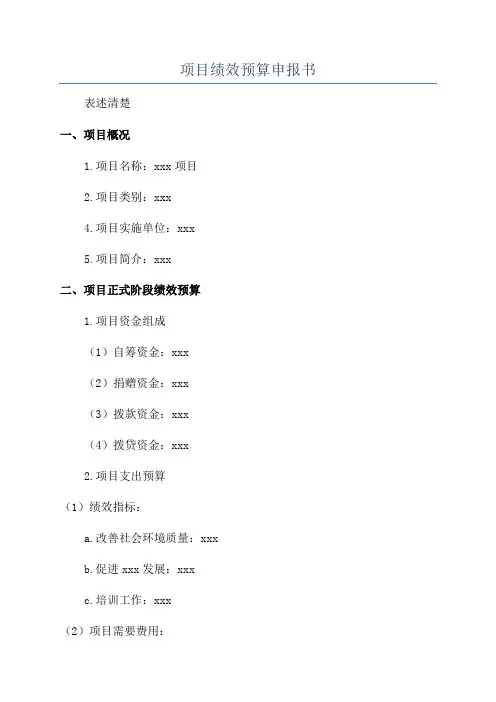 项目绩效预算申报书