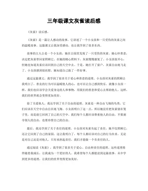 三年级课文灰雀读后感