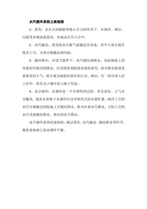水汽循环系统主要流程