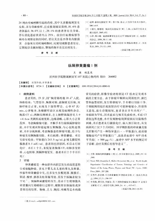 纵隔卵黄囊瘤1例