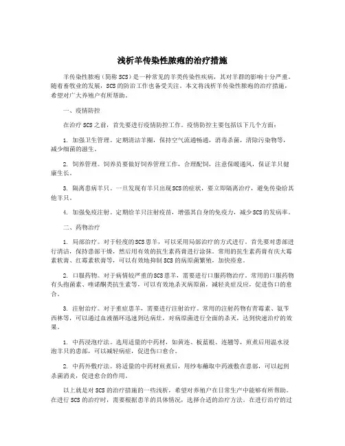 浅析羊传染性脓疱的治疗措施