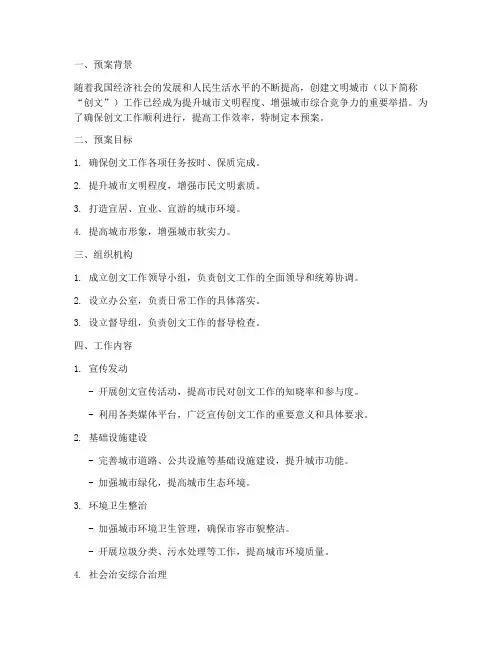 创文领导工作预案