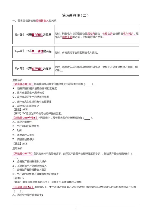 经济专业技术资格考试经济师中级经济基础讲义-第06讲弹性(二)