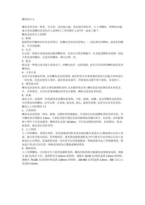 鲫鱼吃什么