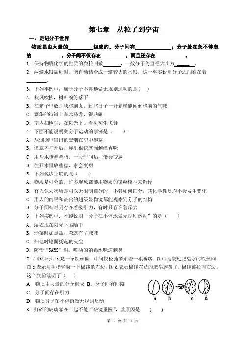 第七章 从粒子到宇宙综合练习