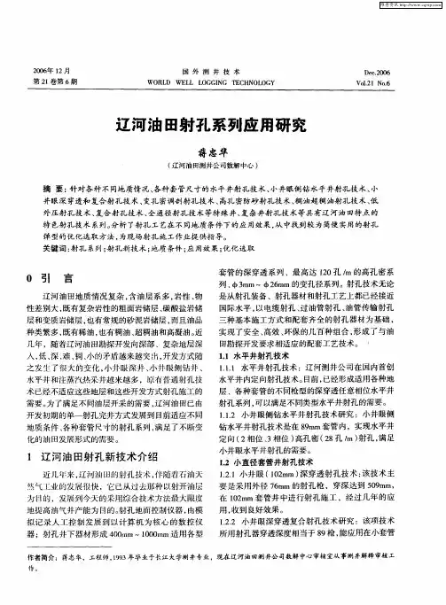 辽河油田射孔系列应用研究