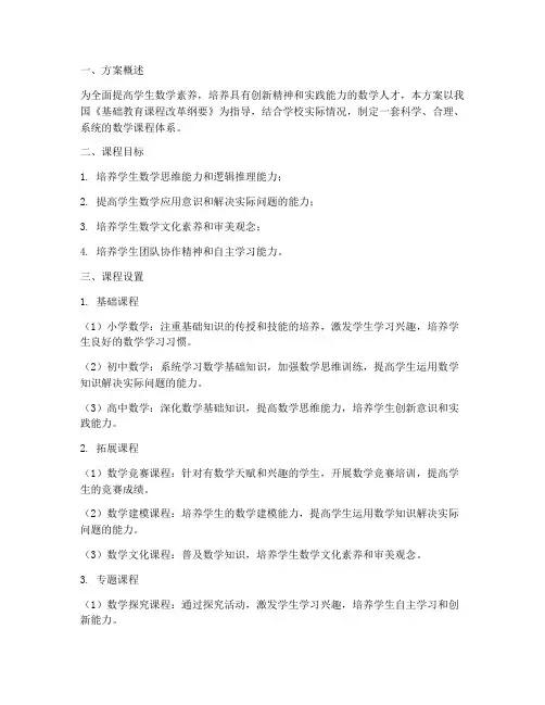 数学课程体系搭建方案模板