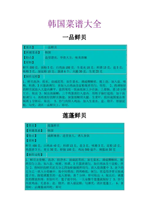 韩国菜谱大全