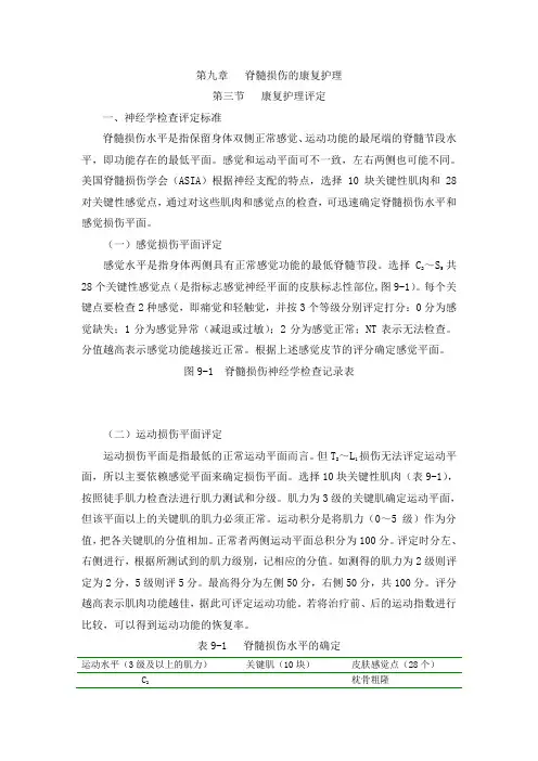 脊髓损伤的康复护理-康复护理评定