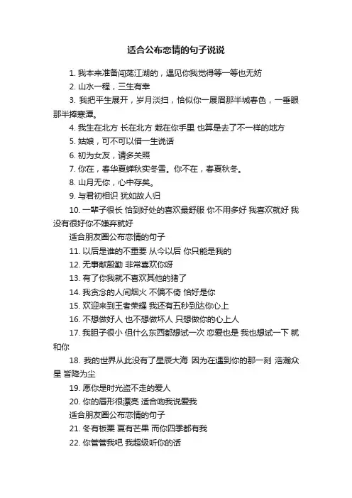适合公布恋情的句子说说