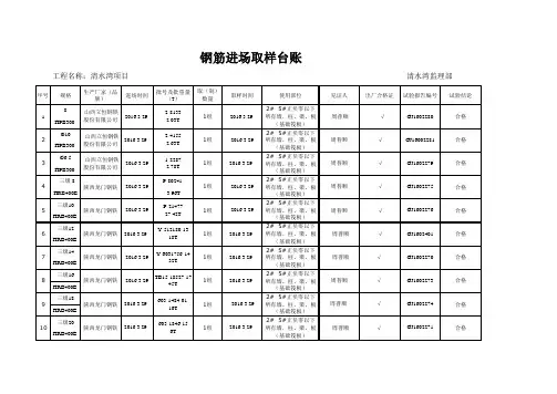 钢筋进场取样台账范本