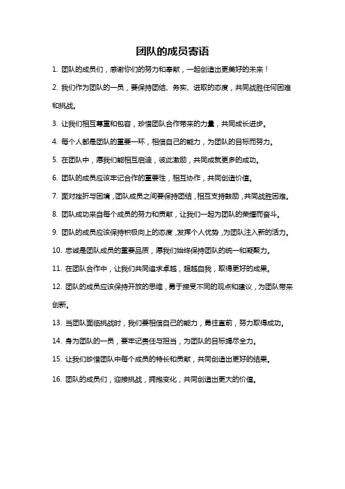 团队的成员寄语