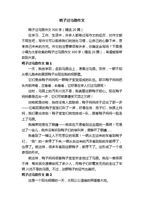 鸭子过马路作文300字（精选20篇）