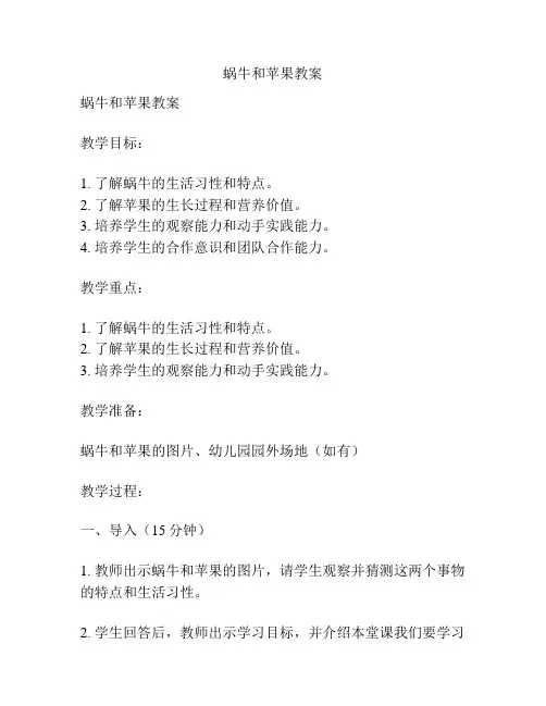 蜗牛和苹果教案