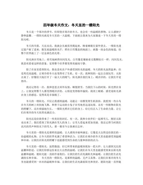 四年级冬天作文：冬天里的一缕阳光