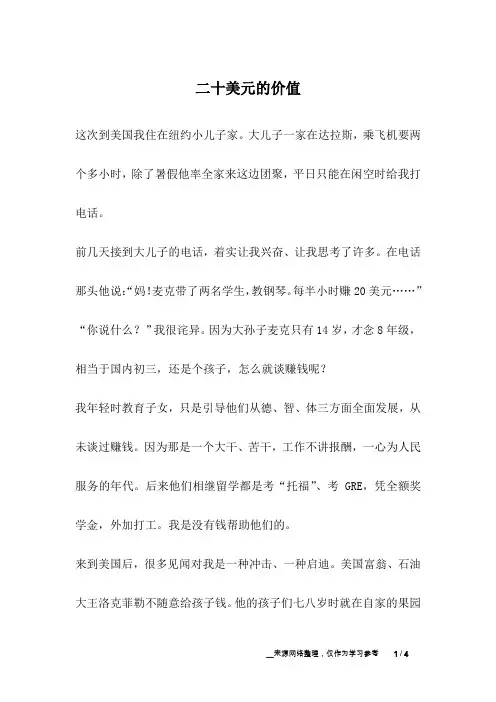 二十美元的价值_成长故事