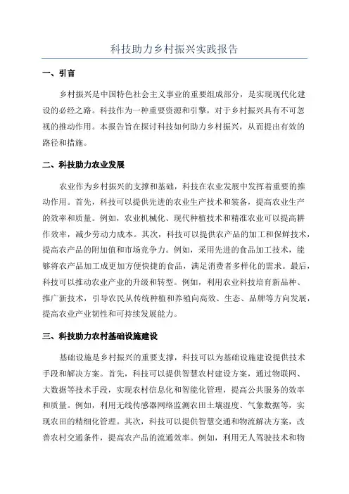 科技助力乡村振兴实践报告