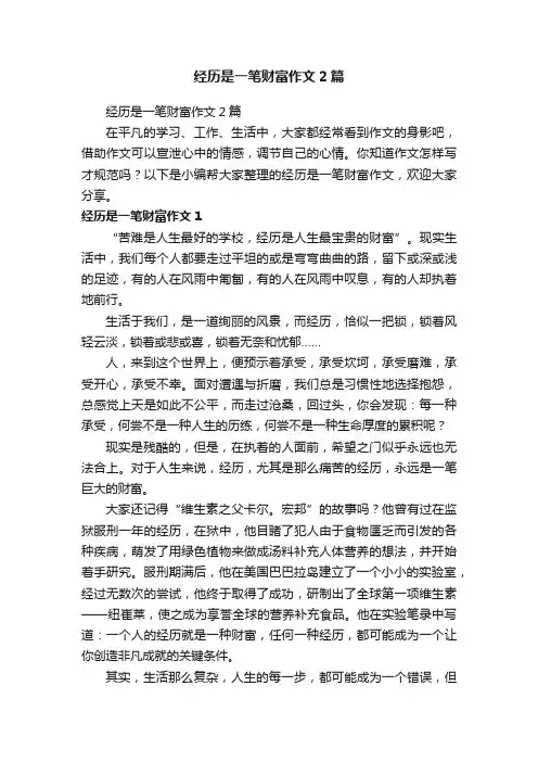 经历是一笔财富作文2篇