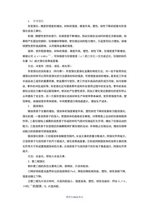 论述四种强化的强化机理、强化规律及强化方法。