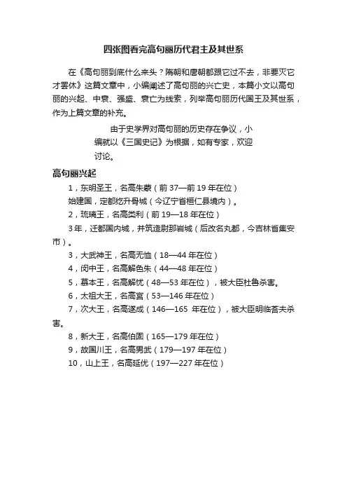 四张图看完高句丽历代君主及其世系