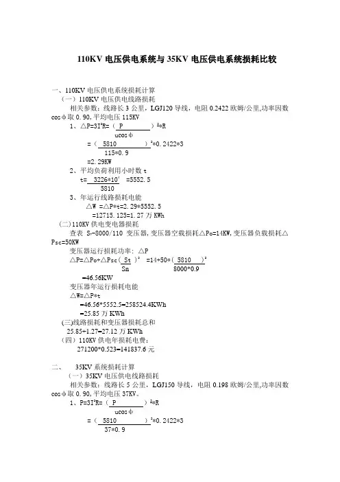 110KV系统损耗计算