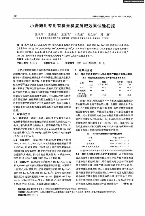 小麦施用专用有机无机复混肥效果试验初报