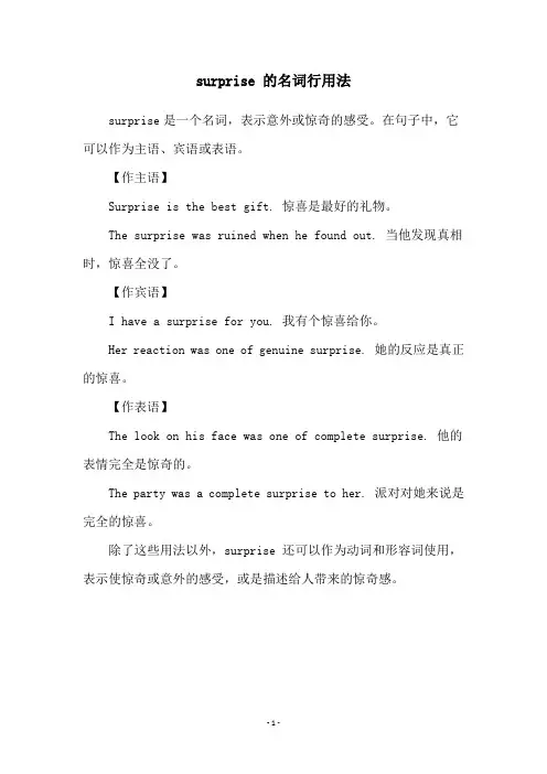 surprise 的名词行用法