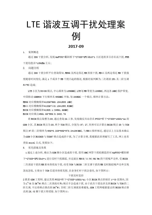 LTE谐波互调干扰处理案例