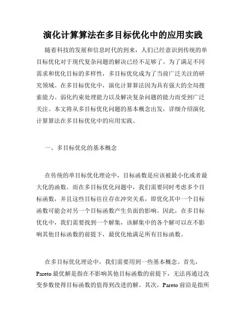 演化计算算法在多目标优化中的应用实践