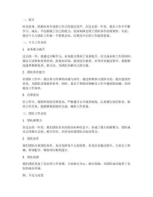 个人与团队工作总结范文