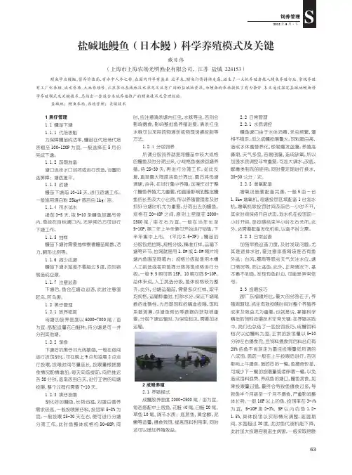盐碱地鳗鱼(日本鳗)科学养殖模式及关键