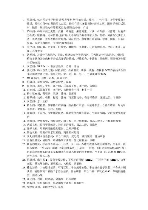 药剂学常用辅料