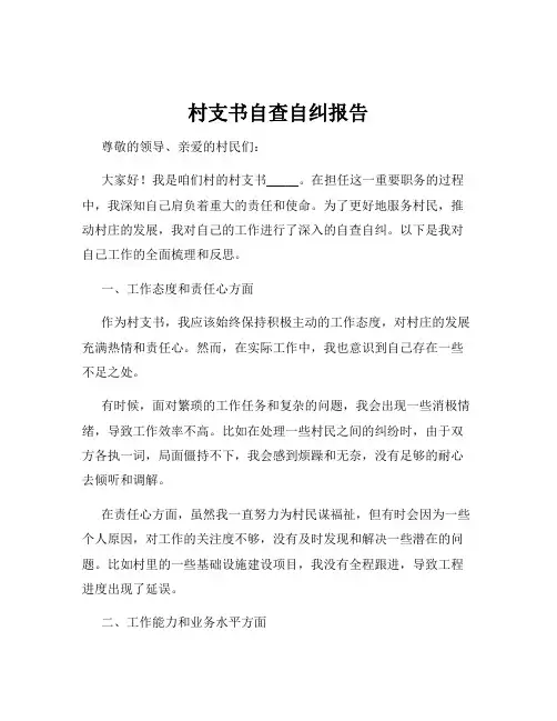村支书自查自纠报告