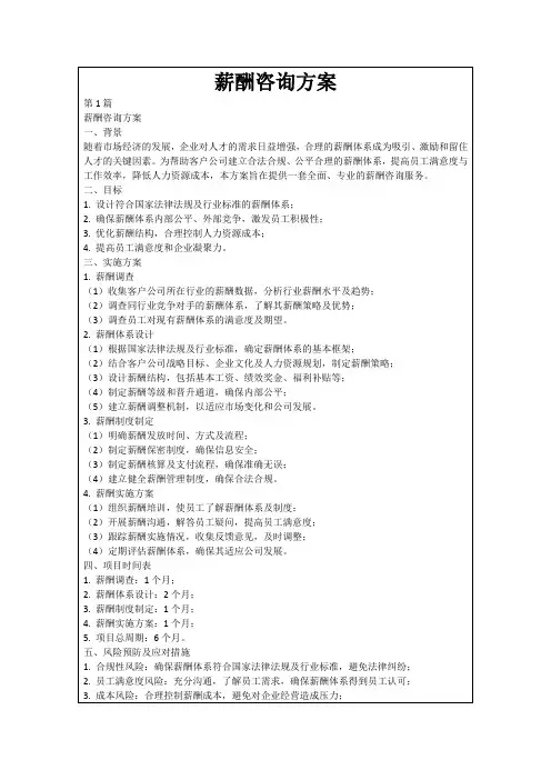 薪酬咨询方案