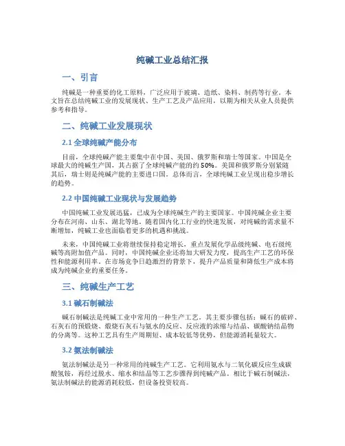 纯碱工业总结汇报