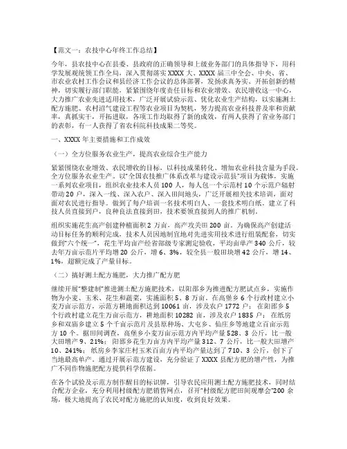 农技中心年终工作总结范本