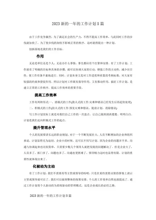 2023新的一年的工作计划5篇