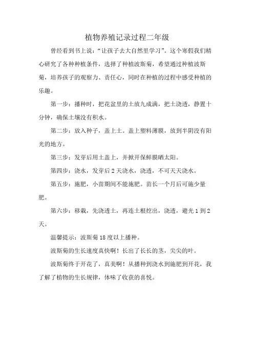 植物养殖记录过程二年级