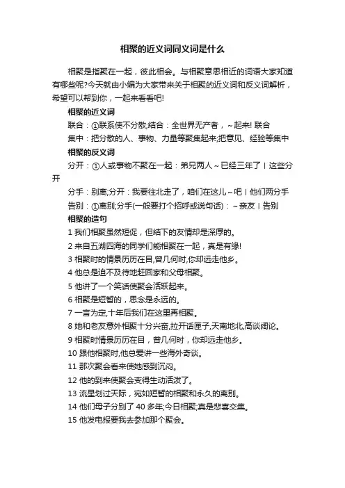 相聚的近义词同义词是什么