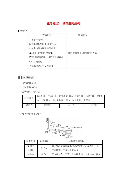 【复习必备】(浙江选考)2020高考地理二轮优选习题 专题五 人口与城市 微专题20 城市空间结构学案